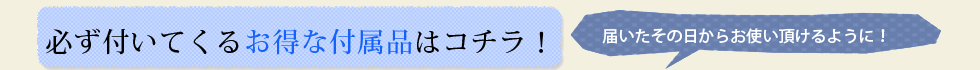 必ず付いてくるお得な付属品はコチラ！